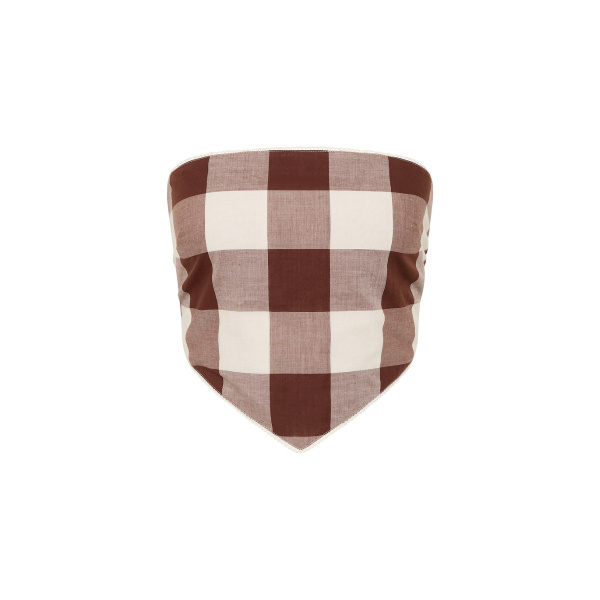 Callie Tie Top - Mocha Gingham by Posse the Label ‚Äì luxury tops in Brown available at Luxury Shoes 