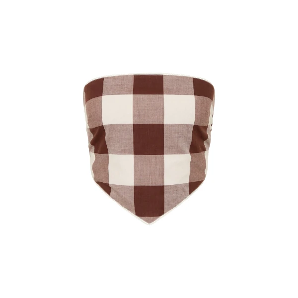 Callie Tie Top - Mocha Gingham by Posse the Label ‚Äì luxury tops in Brown available at Luxury Shoes 