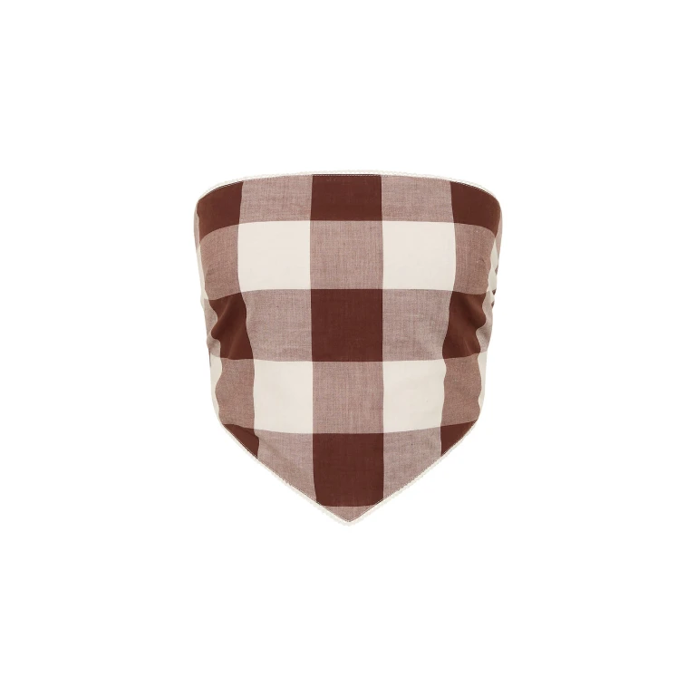 Callie Tie Top - Mocha Gingham by Posse the Label ‚Äì luxury tops in Brown available at Luxury Shoes 