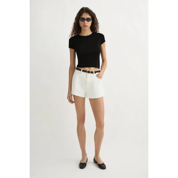 Posse Drew Hotpant - Vintage White – sustainable Shorts in White from Australian designer at Luxury Shoes .