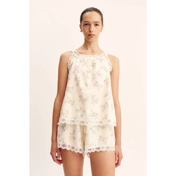 Posse Elodie Top - Blue Blooms – sustainable Tops in Blue from Australian designer at Luxury Shoes .