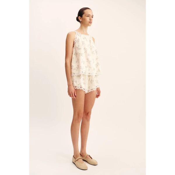 Posse Elodie Top - Blue Blooms – sustainable Tops in Blue from Australian designer at Luxury Shoes .