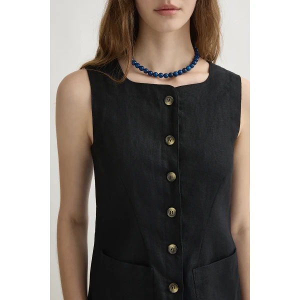 Posse Emma Button Down Dress - Black – sustainable Dresses in Black from Australian designer at Luxury Shoes .