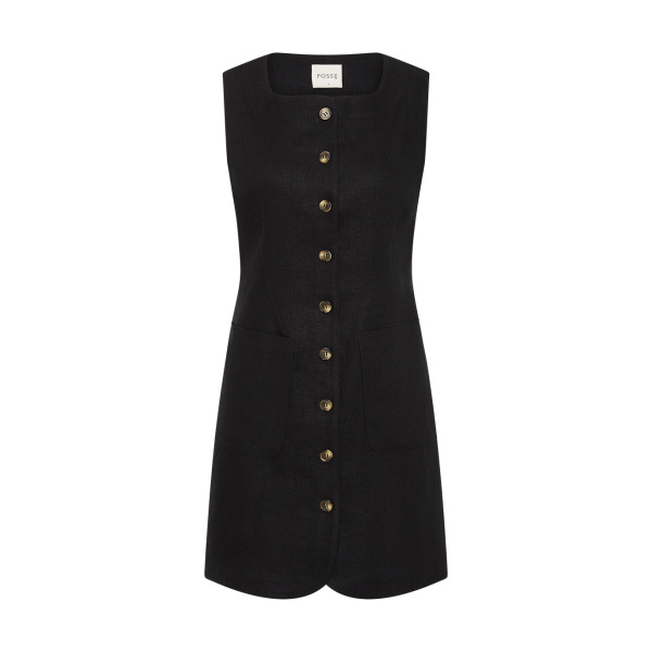 Emma Button Down Dress - Black by Posse the Label ‚Äì luxury dresses in Black available at Luxury Shoes 