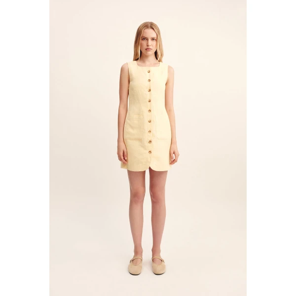 Posse Emma Button Down Dress - Dusty Citron – sustainable Dresses in Yellow from Australian designer at Luxury Shoes .
