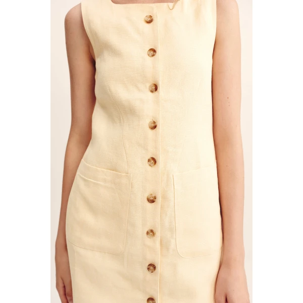 Posse Emma Button Down Dress - Dusty Citron – sustainable Dresses in Yellow from Australian designer at Luxury Shoes .