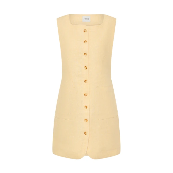 Emma Button Down Dress - Dusty Citron by Posse the Label ‚Äì luxury dresses in Yellow available at Luxury Shoes 