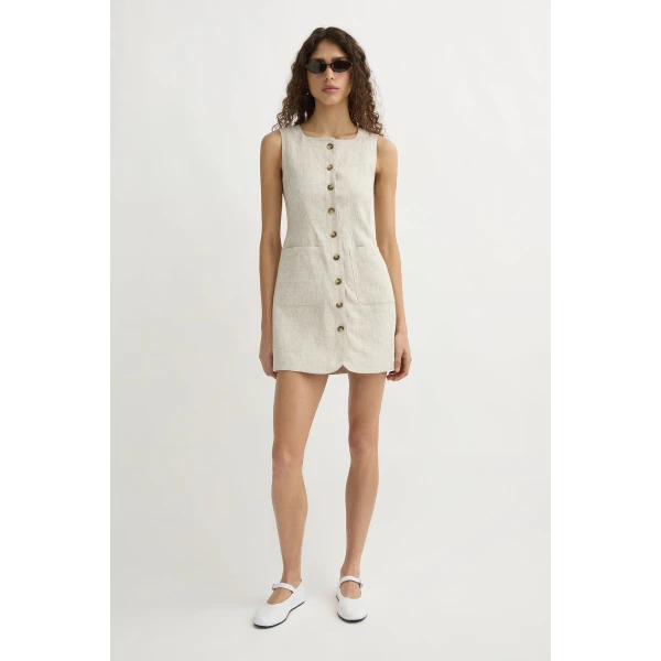 Posse Emma Button Down Dress - Natural – sustainable Dresses in Neutrals from Australian designer at Luxury Shoes .