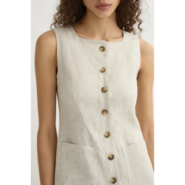 Posse Emma Button Down Dress - Natural – sustainable Dresses in Neutrals from Australian designer at Luxury Shoes .
