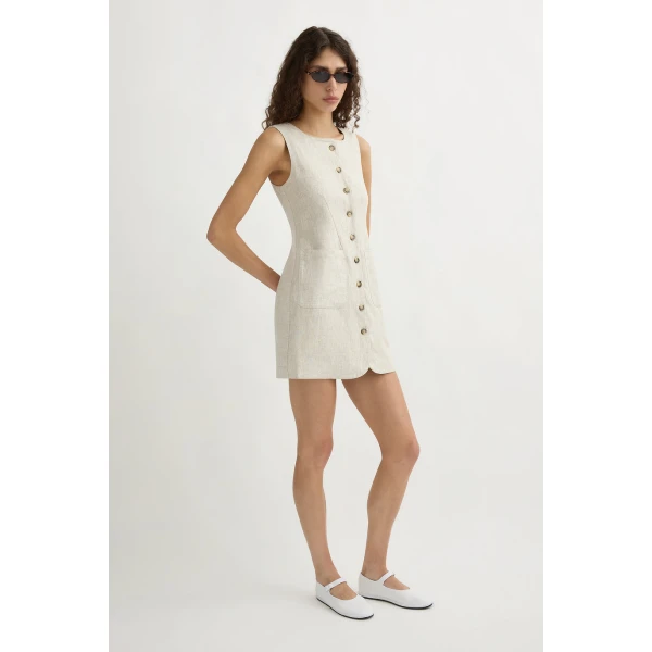 Posse Emma Button Down Dress - Natural – sustainable Dresses in Neutrals from Australian designer at Luxury Shoes .