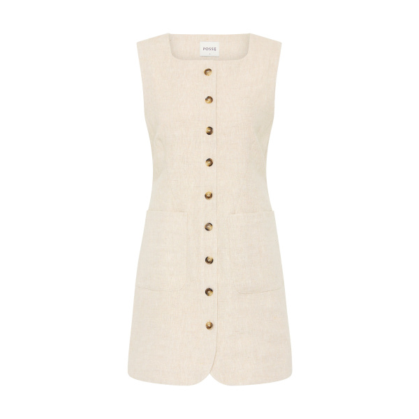 Emma Button Down Dress - Natural by Posse the Label ‚Äì luxury dresses in Neutrals available at Luxury Shoes 