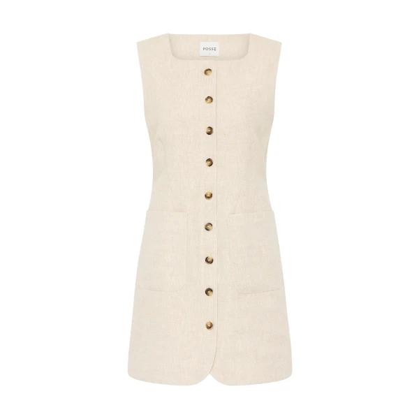 Emma Button Down Dress - Natural by Posse the Label ‚Äì luxury dresses in Neutrals available at Luxury Shoes 