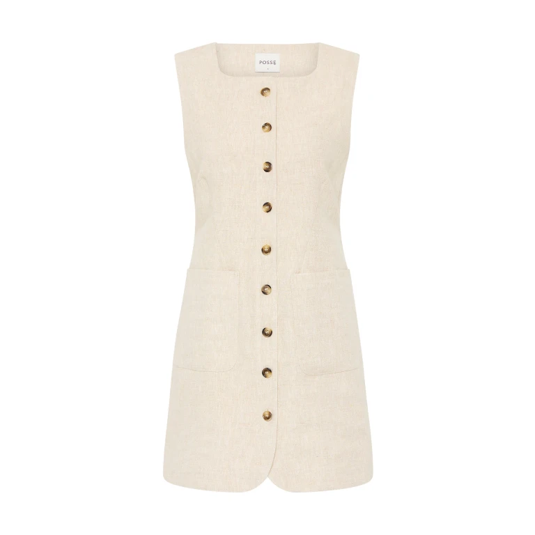 Emma Button Down Dress - Natural by Posse the Label ‚Äì luxury dresses in Neutrals available at Luxury Shoes 