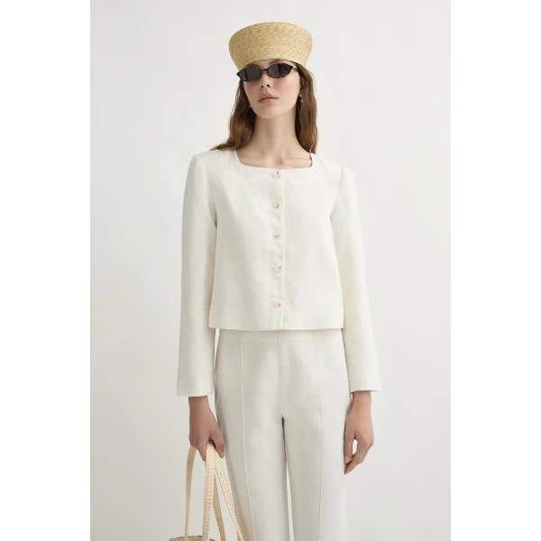 Posse Emma Jacket - Cream – sustainable Jackets in Ivory from Australian designer at Luxury Shoes .