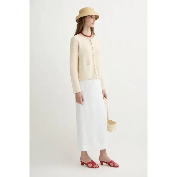 Posse Emma Pencil Skirt - Ivory – sustainable Skirts in Ivory from Australian designer at Luxury Shoes .
