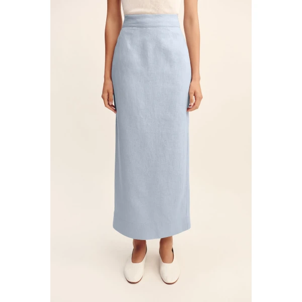 Posse Emma Pencil Skirt - Silver Blue – sustainable Skirts in Blue from Australian designer at Luxury Shoes .