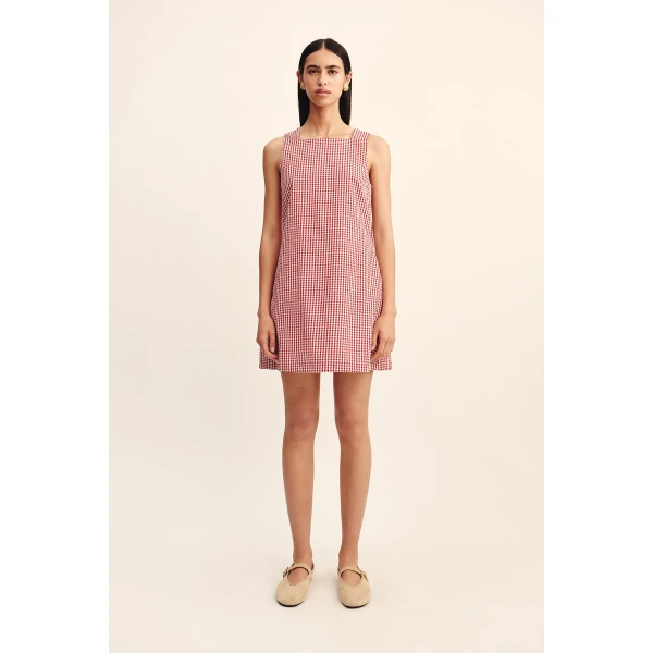 Posse Emma Shift Dress - Red Gingham – sustainable Dresses in Red from Australian designer at Luxury Shoes .