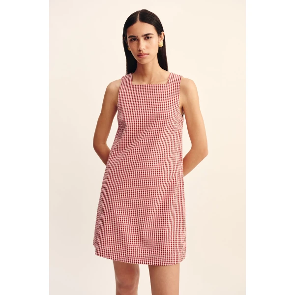 Posse Emma Shift Dress - Red Gingham – sustainable Dresses in Red from Australian designer at Luxury Shoes .