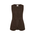 Emma Vest - Chocolate Cream Pinstripe by Posse the Label ‚Äì luxury jackets in Brown available at Luxury Shoes 