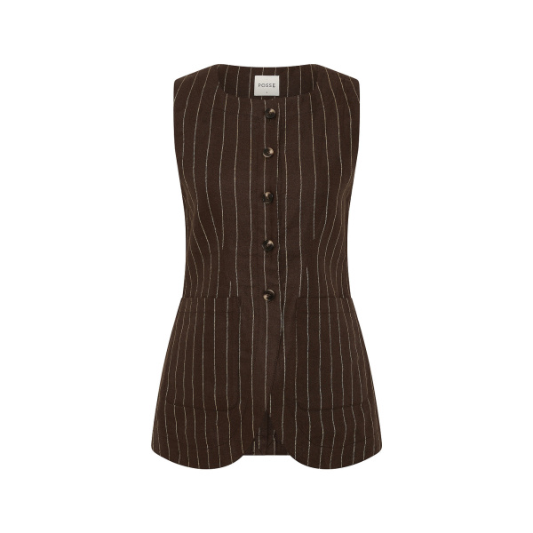 Emma Vest - Chocolate Cream Pinstripe by Posse the Label ‚Äì luxury jackets in Brown available at Luxury Shoes 