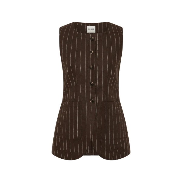 Emma Vest - Chocolate Cream Pinstripe by Posse the Label ‚Äì luxury jackets in Brown available at Luxury Shoes 