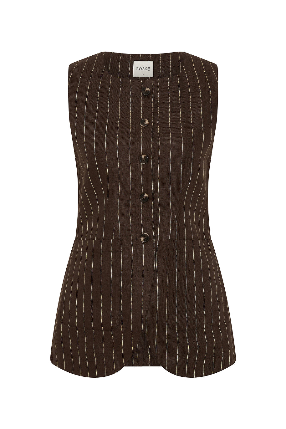 Posse The label Emma Vest – Chocolate Cream Pinstripe