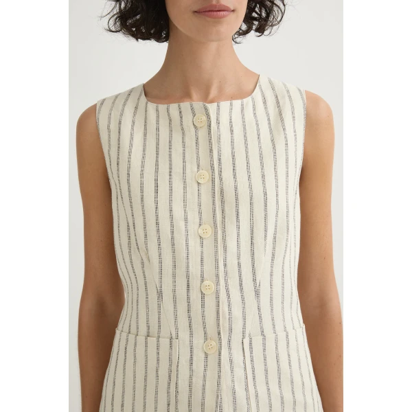 Posse Emma Vest - Cream Pinstripe – sustainable Jackets in Ivory from Australian designer at Luxury Shoes .
