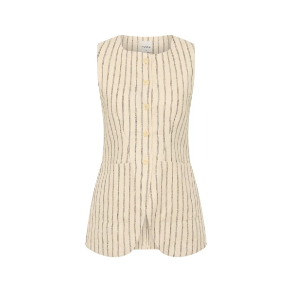 Emma Vest - Cream Pinstripe by Posse the Label ‚Äì luxury jackets in Ivory available at Luxury Shoes 