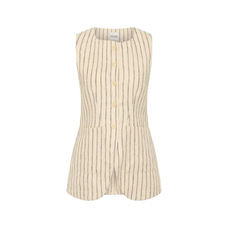 Emma Vest - Cream Pinstripe by Posse the Label ‚Äì luxury jackets in Ivory available at Luxury Shoes 