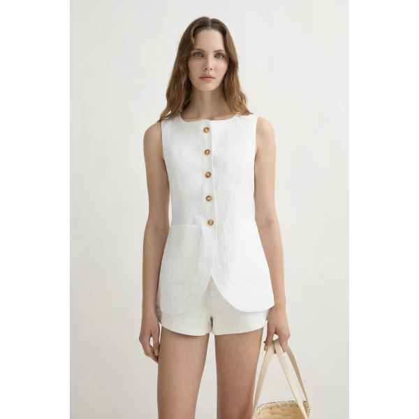 Posse Emma Vest - Ivory – sustainable Jackets in Ivory from Australian designer at Luxury Shoes .