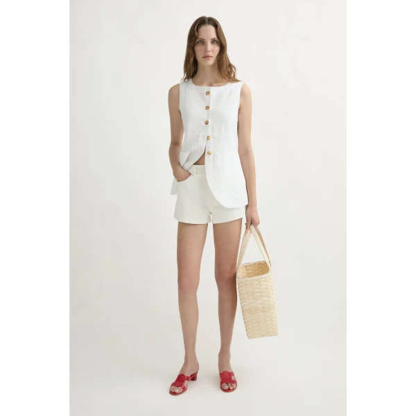 Posse Emma Vest - Ivory – sustainable Jackets in Ivory from Australian designer at Luxury Shoes .