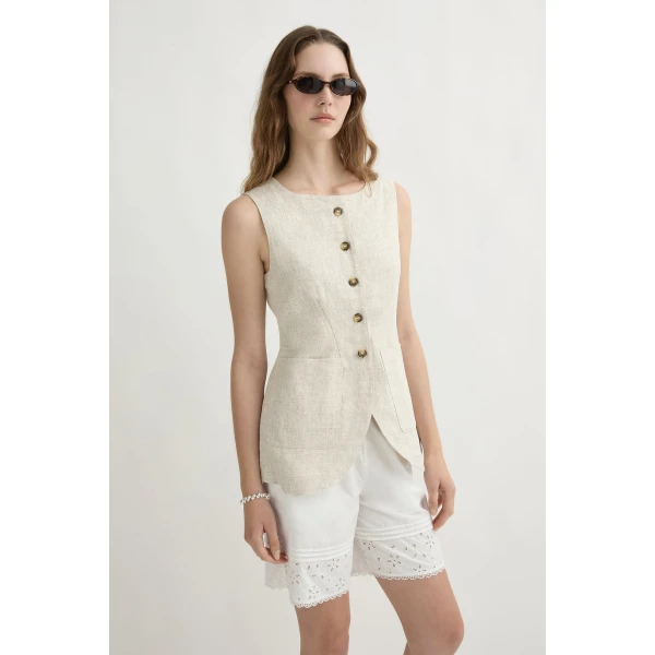Posse Emma Vest - Natural – sustainable Jackets in Neutrals from Australian designer at Luxury Shoes .