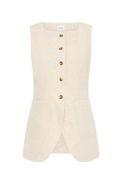 Emma Vest - Natural by Posse the Label ‚Äì luxury jackets in Neutrals available at Luxury Shoes 