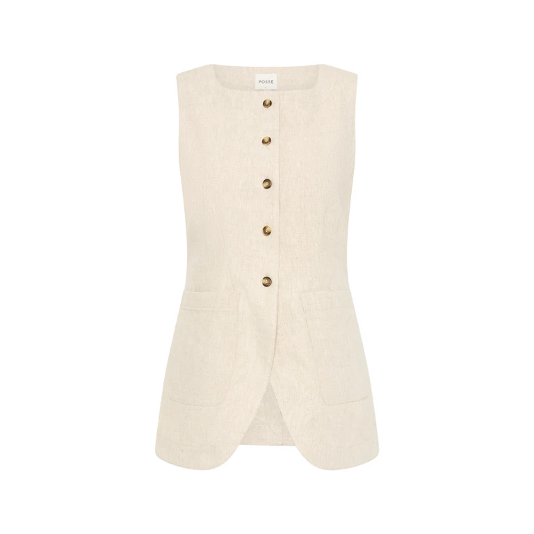 Emma Vest - Natural by Posse the Label ‚Äì luxury jackets in Neutrals available at Luxury Shoes 