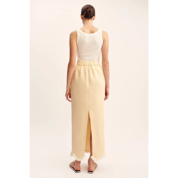 Posse Essie Column Skirt - Dusty Citron – sustainable Skirts in Yellow from Australian designer at Luxury Shoes .