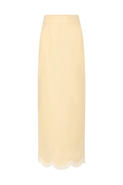 Essie Column Skirt - Dusty Citron by Posse the Label ‚Äì luxury skirts in Yellow available at Luxury Shoes 