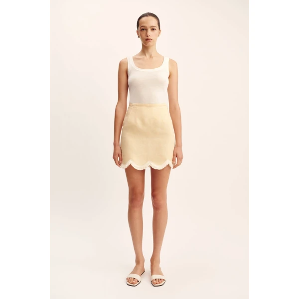 Posse Essie Mini Skirt - Dusty Citron – sustainable Skirts in Yellow from Australian designer at Luxury Shoes .
