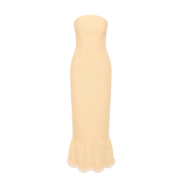 Essie Strapless Dress - Dusty Citron by Posse the Label ‚Äì luxury dresses in Yellow available at Luxury Shoes 