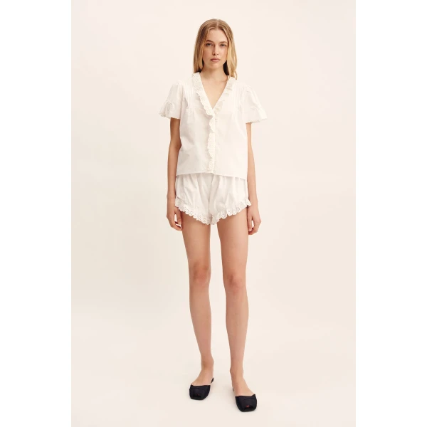 Posse Ezra Blouse - Vintage White – sustainable Tops in White from Australian designer at Luxury Shoes .