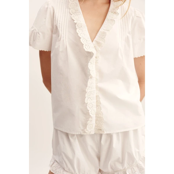 Posse Ezra Blouse - Vintage White – sustainable Tops in White from Australian designer at Luxury Shoes .