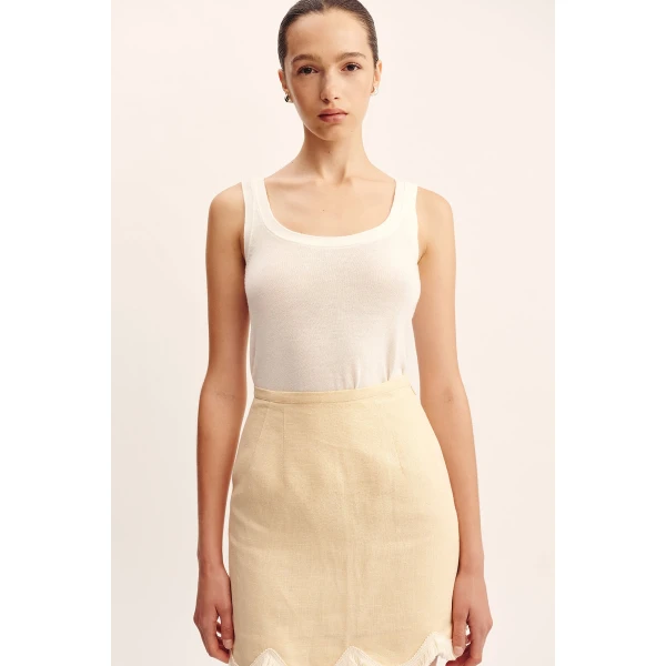 Posse Finley Tank - Cream – sustainable Tops in Ivory from Australian designer at Luxury Shoes .