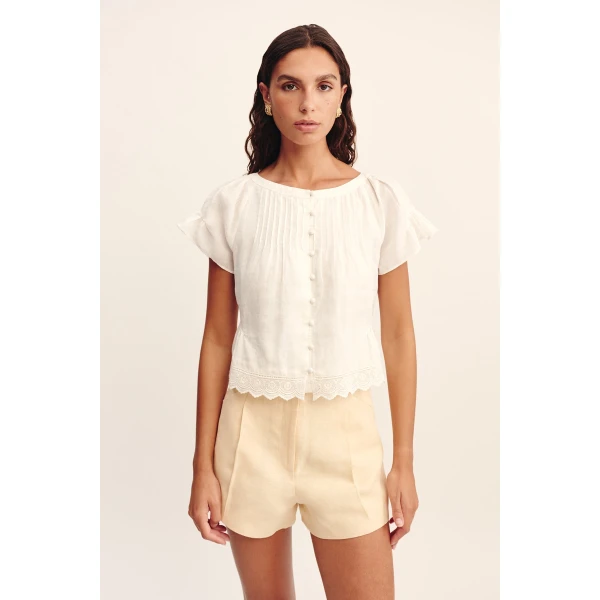 Posse Grace Blouse - Vintage White – sustainable Tops in White from Australian designer at Luxury Shoes .