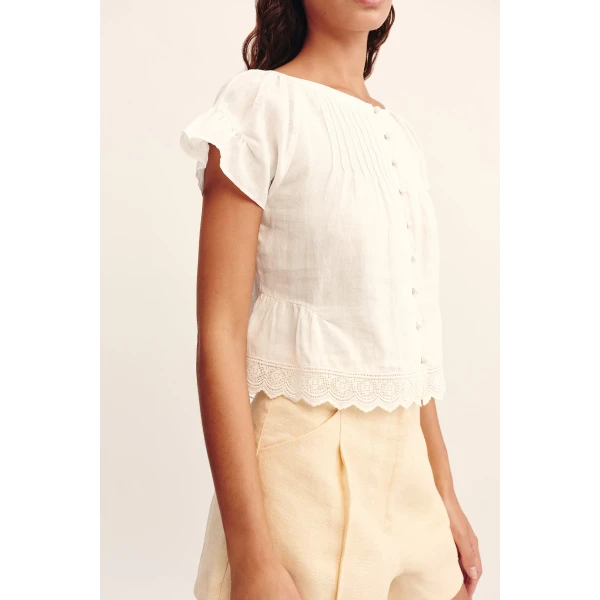 Posse Grace Blouse - Vintage White – sustainable Tops in White from Australian designer at Luxury Shoes .