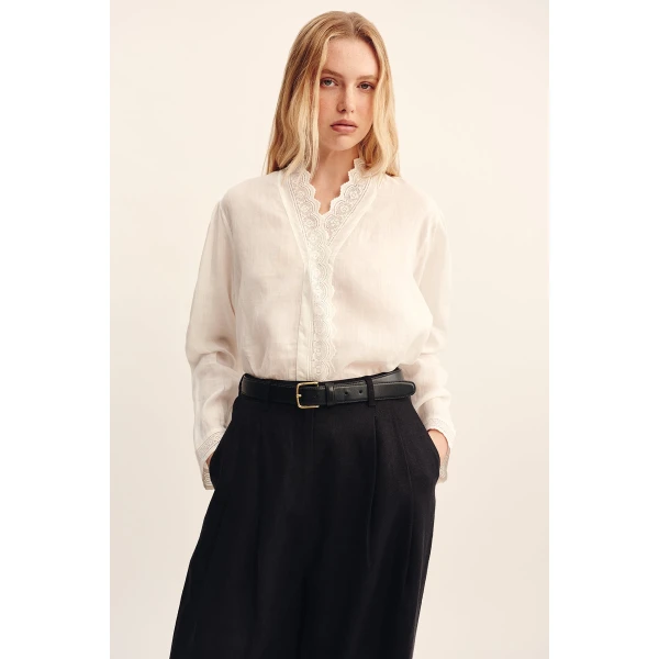 Posse Grace Shirt - Vintage White – sustainable Tops in White from Australian designer at Luxury Shoes .