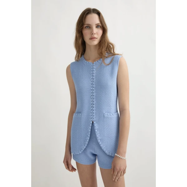 Posse Harlan Vest - Blue – sustainable Jackets in Blue from Australian designer at Luxury Shoes .