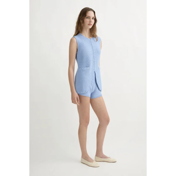 Posse Harlan Vest - Blue – sustainable Jackets in Blue from Australian designer at Luxury Shoes .