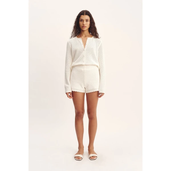Posse Helena Short - Bone – sustainable Shorts in Ivory from Australian designer at Luxury Shoes .