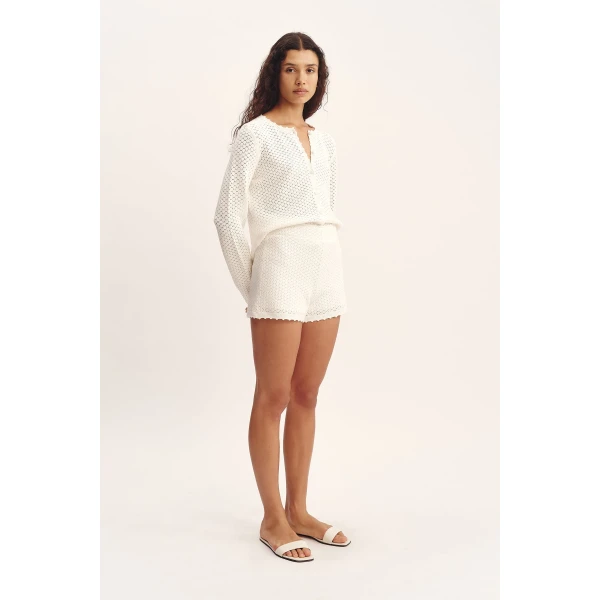 Posse Helena Short - Bone – sustainable Shorts in Ivory from Australian designer at Luxury Shoes .
