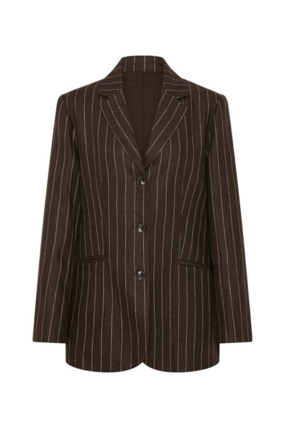 Leon Blazer - Chocolate Cream Pinstripe by Posse the Label ‚Äì luxury jackets in Brown available at Luxury Shoes 