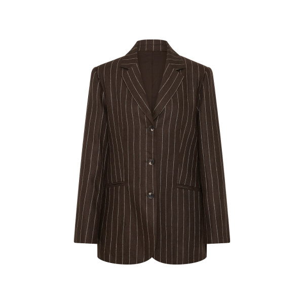 Leon Blazer - Chocolate Cream Pinstripe by Posse the Label ‚Äì luxury jackets in Brown available at Luxury Shoes 